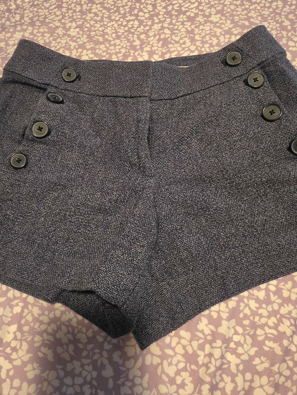 LOFT Navy Tweed Sailor-Button Skort Shorts